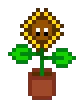 A pixelated sunflower.